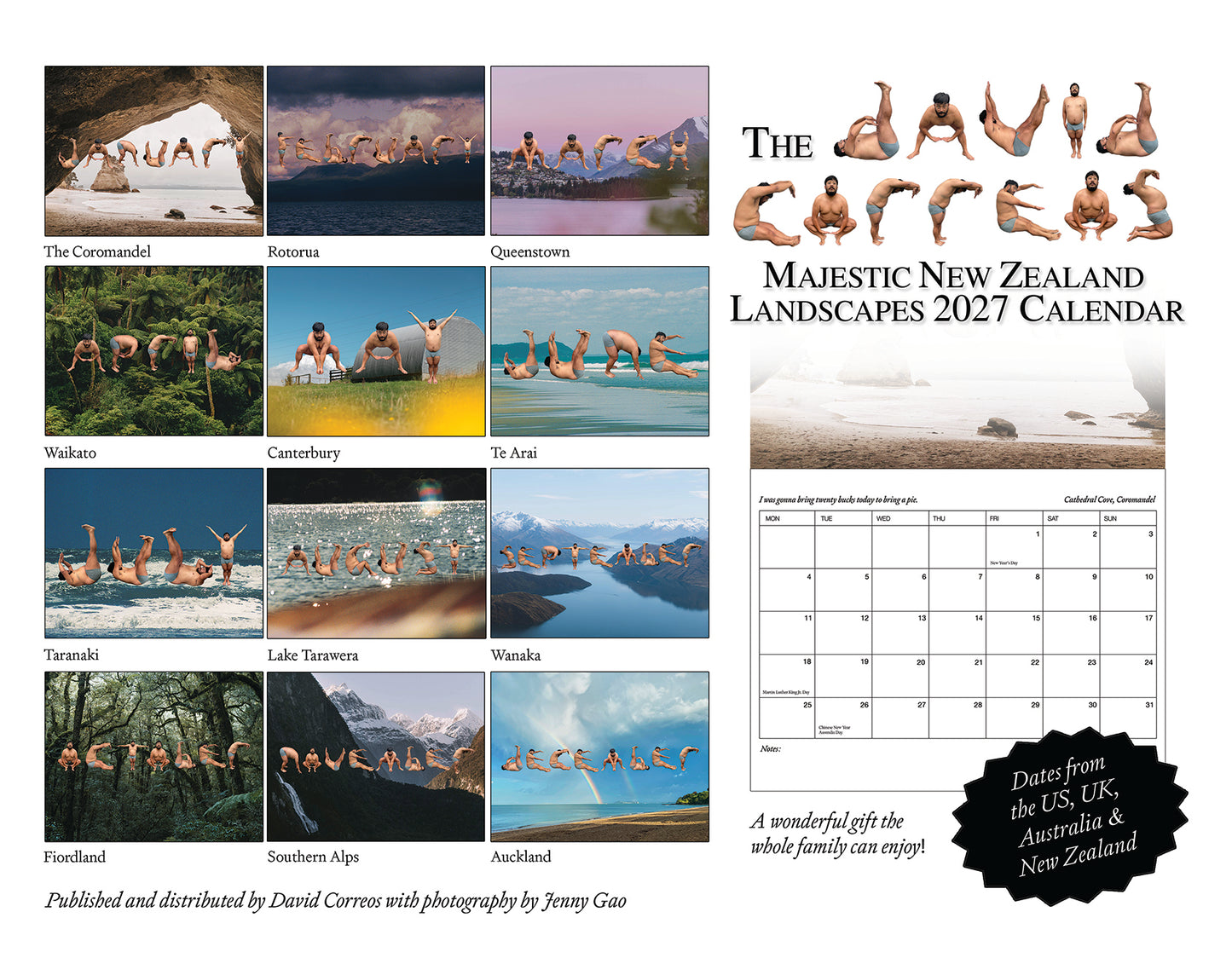 The David Correos Majestic New Zealand Landscapes 2027 Calendar